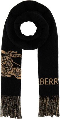 Logo Detailed Fringed Scarf-AK