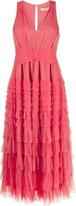 Ruffled Tulle Midi Dress