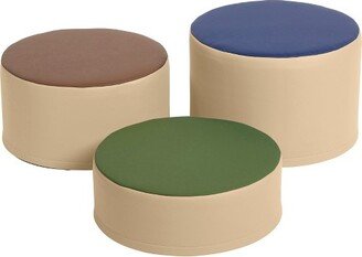 SoftZone Colorful Stump Stool Set, Flexible Seating, Earthtone, 3-Piece