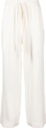 White Wide Leg Linen Trousers