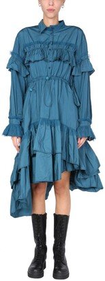 Taffetas Ruffle Asymmetric Dress