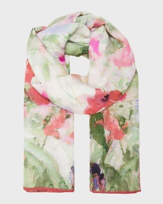 Alonpi Astrid Floral Cashmere-Silk Scarf