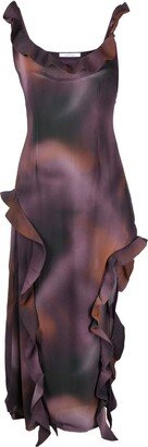 Abstract Ruffle Midi Dress