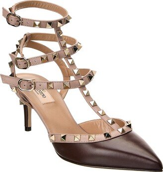 Rockstud Caged 65 Leather Ankle Strap Pump-AL