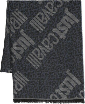 Logo-Jacquard Fringed Scarf-AA