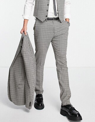 skinny suit pants in gray and navy check