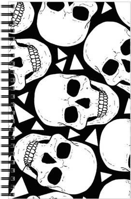 Notebooks: Skulls With Triangles - Black And White Notebook, 5X8, White