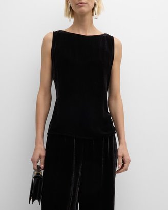 Bateau-Neck Velvet Tank