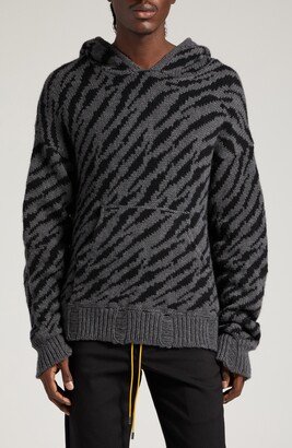 Zebra Stripe Wool & Cashmere Sweater Hoodie