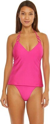 Monaco V-Neck Tankini Top (Rose) Women's Swimwear