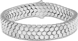 Blackjack Men's Hexagon Honeycomb Textured Link Bracelet in Black-Ion Plated Stainless Steel