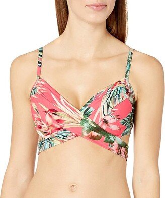 Women's Underwire Push Up Bikini Swimsuit Top (Coral/Tropical Rain) Women's Swimwear