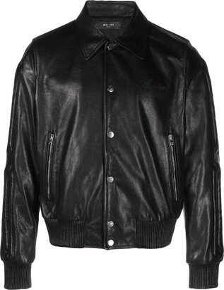 Bones embossed leather jacket