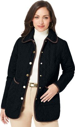 Jessica London Jeica London Women’ Plu Size Snap-Front Quilted Coat, 12 W - Black