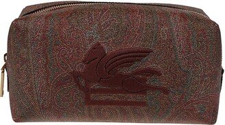 Logo-Embroidered Paisley Zipped Wash Bag