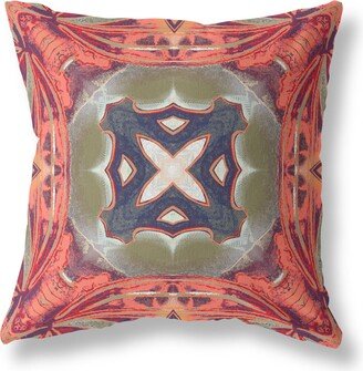 Amrita Sen Designs Pastel Floral Squares Indoor Outdoor Zippered Pillow