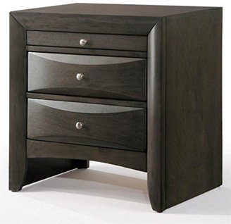 Wooden Nightstand with Bevel Drawer Front, Gray