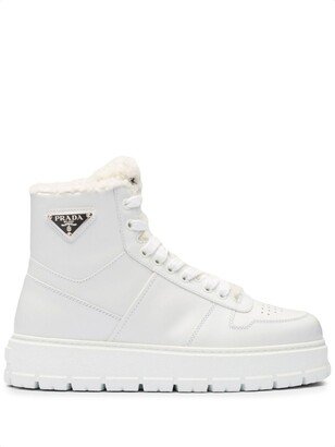 Triangle-Logo High-Top Leather Sneakers