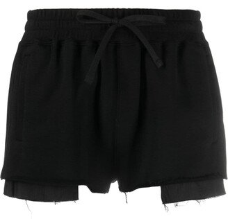 Raw-Edge Drawstring Cotton Shorts