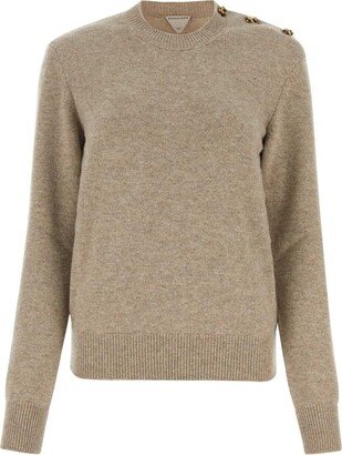 Knot Button Embellished Crewneck Jumper