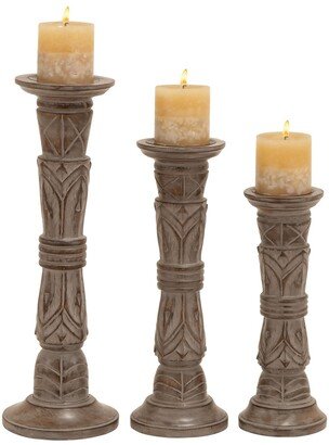 Mango Wood Traditional Candle Holder, Set of 3