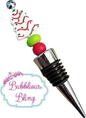 Christmas Tree Snack Cake Bottle Stopper Wine Cork