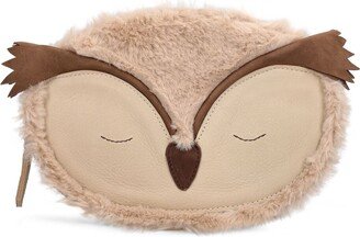 Owl leather & faux fur backpack