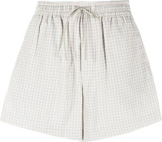 Gingham-Pattern Cotton Shorts