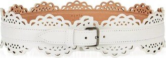 White Perforated Leather Belt