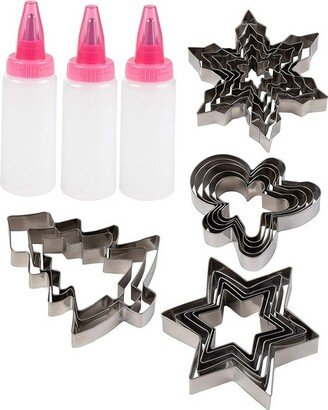 Juvale 21 Piece Christmas Biscuit Metal Cookie Cutter Decorating Kit, 4 Holiday Designs