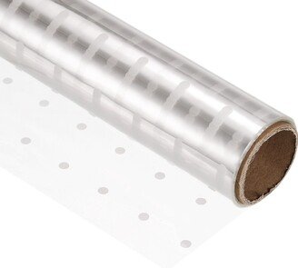 Unique Bargains Cellophane Wrap Roll Wrapping Paper White Polka Dots 49ft x 16in 3 Mil, Clear