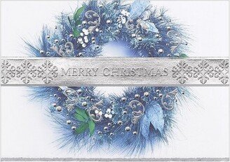 JAM Paper & Envelope JAM Paper Blank Christmas Cards Set Merry Christmas Wreath 25/Pack (526M0214B)