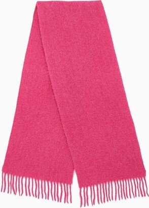 Fuchsia alpaca scarf with fringes