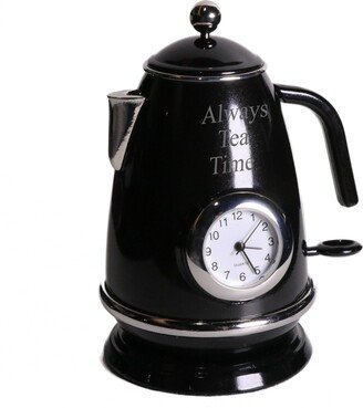 Custom Mini Black Kitchen Teapot Desk Clock - Personalized Accessory Office Time Piece, Engraved Gifts, Mothers Birthday, Table Accessories