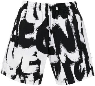 Two-Tone Logo-Print Swim Shorts