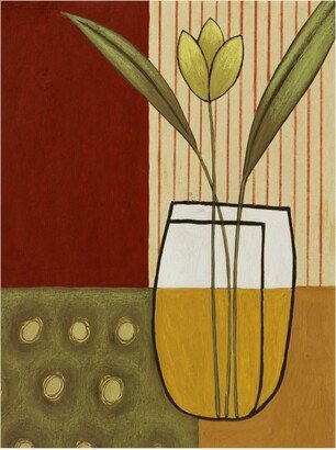 Pablo Esteban Yellow Flower on Sage and Red Canvas Art - 27
