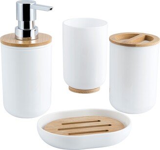 Allure Home Creation Felicity Lotion Pump/Toothbrush Holder/Tumbler/Soap Dish 4PC Set - White - 3 Piece Set