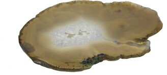 Mm/ Inch Extra Large Genuine Clear Crsytal Quartz Brazilian Agate Slice Round With Natural White Edge Wedding Coaster