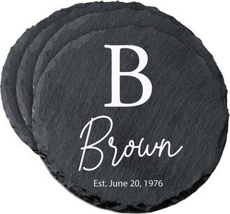 Slate Coasters | Monogram Personalized Set Handmade Round For Men Modern-AG