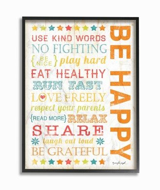 The Kids Room Be Happy Typography Framed Giclee Art, 16 x 20