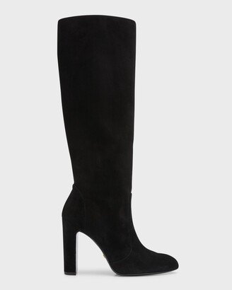 Vida Suede Block-Heel Knee Boots