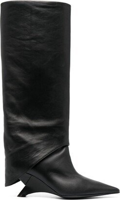 80mm Pointed-Toe Leather Knee Boots