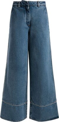 High-Waist Cotton Wide-Leg Jeans