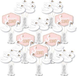 Big Dot Of Happiness Swan Soiree - White Swan Centerpiece Sticks - Showstopper Table Toppers - 35 Pc