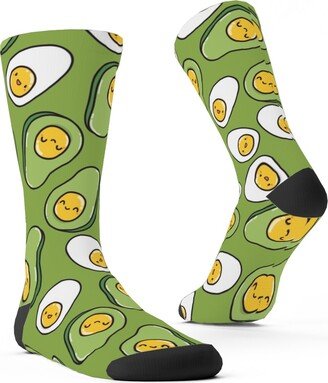 Socks: Cute Egg And Avocado - Green Custom Socks, Green