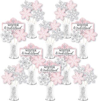 Big Dot Of Happiness Pink Winter Wonderland Party Centerpiece Sticks Showstopper Table Toppers 35 Pc