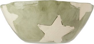Harlie Brown Studio SSENSE Exclusive Green & White Marbled Stars Delight Cereal Bowl