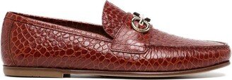 Crocodile-Embossed Leather Loafers