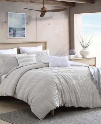 Lush Moselle Cotton Ruched Waffle Weave 3 Piece Duvet Cover Set, Full/Queen