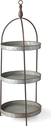 Porch & Petal Galvanized Round 3-Tier Display Stand